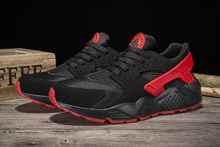 New Nike Air Huarache Black Red Shoes - Click Image to Close